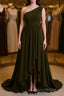 A-Line/Princess One-Shoulder Asymmetrical Chiffon Bridesmaid Dresses with Pleated