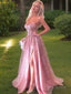 A-Line/Princess Sweetheart Sweep Train Prom Dresses With Leg Slit