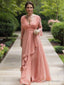 A-Line/Princess V-neck Floor-Length Chiffon Mother of the Bride Dresses With Ruffles