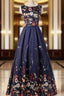 A-Line Print Formal Prom Dresses
