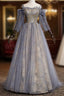 A-Line Formal Prom Dresses Dresses Wedding Floor Length Strap Tulle With Sequin Embroidery