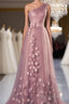 A-Line Formal Prom Dresses Floral Dresses Wedding Guest Formal Prom Floor Length Sleeveless One Shoulder Tulle With Appliques