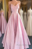 A-Line Formal Prom Dresses Minimalist Dresses Formal Wedding Guest Floor Length Sleeveless V Neck Bridesmaid Dresses Stretch Satin Backless