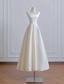 A-Line Satin Beige Long Formal Prom Dresses, Beige Long Formal Dresses