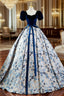 A-Line Satin Velvet Blue Long Formal Prom Dresses, Blue Long Formal Dresses