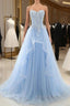 A-Line Sexy Engagement Formal Prom Birthday Dresses Strapless Sleeveless Lace Pleats