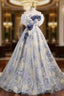 A-Line Strapless Flower Formal Prom Dresses