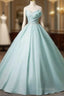 A-Line Strapless Formal Tulle Floor Length Formal Dresses Off Shoulder Formal Prom Dresses