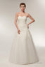 A Line Strapless Ivory Lace Floor Length Wedding Dresses