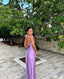 A Line Straps Backless Party Dresses Long Lilac Formal Prom Dresses