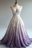 A-Line Straps Tulle Beaded Long Formal Prom Dresses Applique Sweetheart Neck Formal Evening Gown