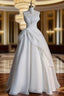 A-line Summer White Strapless Pleats Wedding Dresses