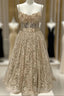 A-Line Sweetheart Corset Midi Lace Dresses