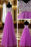 A Line Sweetheart Neck Purple Floor Length Long Formal Prom Dresses, Purple Formal Dresses