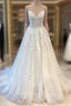 A-Line Sweetheart Strapless Floor-length Sleeveless Backless Appliques Lace Wedding Dresses