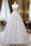 A-Line Tulle Lace Beige Long Formal Prom Dresses, Beige Long Formal Dresses