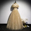 A Line Tulle Long Formal Prom Dresses