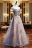 A-line Tulle with Lace Applique Party Dresses Tulle Long Formal Prom Dresses Formal Prom Dresses shops