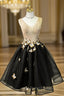 A-line V-neck Short Mini Tulle Short Formal Prom Dresses Homecoming Dresses