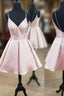 A Line V Neck Short Pink Formal Prom Dresses, Short Pink Homecoming Graduation Dresses
