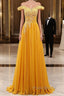 A-Line Wedding Guest Dresses Floral Dresses Formal Prom Wedding Party Sweep / Brush Train Sleeveless Off Shoulder Chiffon With Appliques