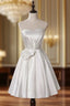 A-Line White Satin Sweetheart Pleats Homecoming Dresses