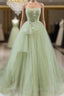 A-Shaped Tight Fitting Corset With Sage Green Chiffon On The Back Long Adult Dresses Sage Formal Prom Dresses
