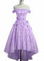 Adorable Lace Light Purple High Low Homecoming Dresses, Cute Sweetheart Formal Prom Dresses