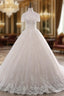 Adorable Vintage Wedding Dresses Short Sleeve With Beading Boat Neck Wedding Dresses