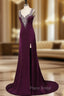 Advanced Sexy Backless Crop Top Rhinestone Long Purple Formal Prom Dresses