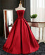 Aline Burgundy Satin Long Prom Gown, Evening Dress