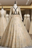 An Extra 40% Off Storewide Champagne Ball Gown Tulle V-neck Long Sleeve Quinceanera Dresses