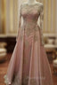 Applique Crystal Jewel Side slit Longsleeves Chic Evening Dresses with Charming Beads