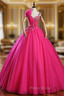 At Incredible Price Fuchsia Ball Gown Tulle Pleats Crystal Quinceanera Dresses