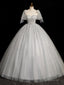 Gray Sparkly Tulle Long Scoop Neckline Prom Dress, Beautiful A-Line Evening Party Dress