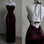 Backless Wine Red Sheath Long Formal Prom Dresses Formal Evening Party Dresses