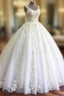 Ball Gown Appliques Flower Long Tulle Bridal Wedding Dresses