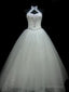 Ball-Gown Halter Beading Floor-Length Tulle Wedding Dress