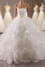 Ball Gown Luxury White Tulle 3D Flower Wedding Dresses