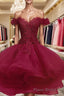 Ball Gown Off-the-Shoulder Short/Mini Organza Homecoming Dresses With Appliques Lace