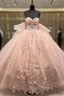 Ball-Gown Pink Tulle Sweetheart Sleeveless Quinceanera Dresses with Bow