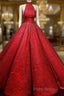 Ball Gown Red Formal Prom Dressese Sequins Shinning Long Formal Dresses Gowns