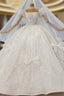 Ball Gown Sequins Square Puff Sleeve Bow Wedding Dresses