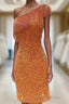 Beaded Fringe Orange Tight Short Homecoming Dresses Cocktail Dresses Wedding