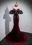 Beauiful Wine Red Off Shoulder Mermaid Long Formal Prom Dresses, Wine Red Party Dresses
