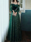 Beautful Dark Green Tulle Stunning Sequin Bridal Dresses, Spaghetti Strap Formal Prom Dresses Wedding Party Dresses