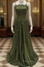 Beautiful A Line Dark Green Lace Formal Prom Gown Long Formal Prom Dresses