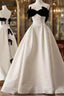 Beautiful Ball Gown Straps White Lace Long Formal Prom Dresses