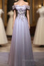 Beautiful Light Grey Long Formal Prom Dresses, Grey Party Dresses