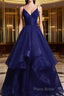 Beautiful Tulle Layers Straps Long Party Dresses Formal Dresses, A-Line Formal Prom Dresses